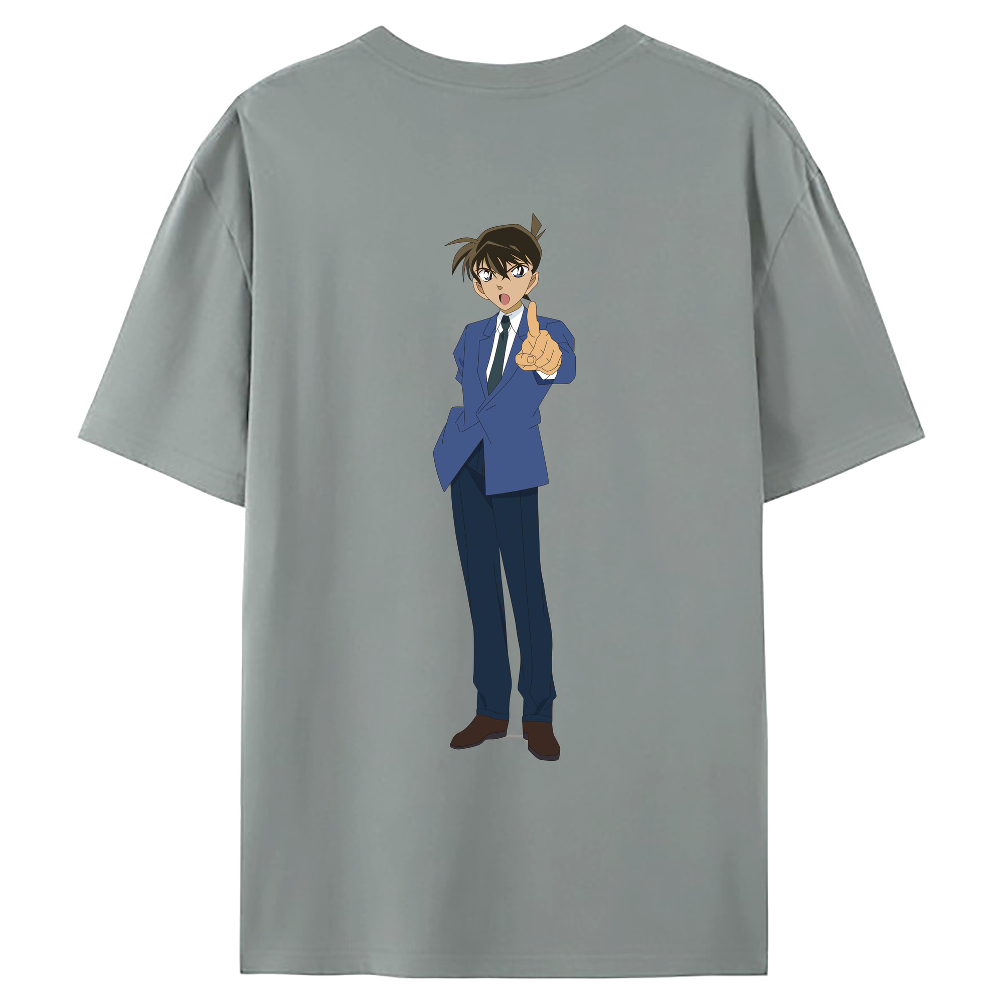 （画像用） 名探偵コナン 江戸川 コナン Detective Conan Conan Edogawa 綿100％ メンズ半袖Tシャツ（バックプリント） 通気性